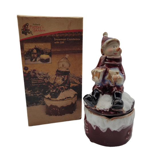 Kirklands Potters‎ Garden Snowman Candlebox - Picture 1 of 14